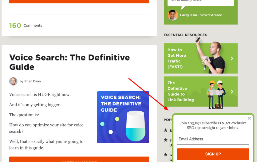 scroll pop up example